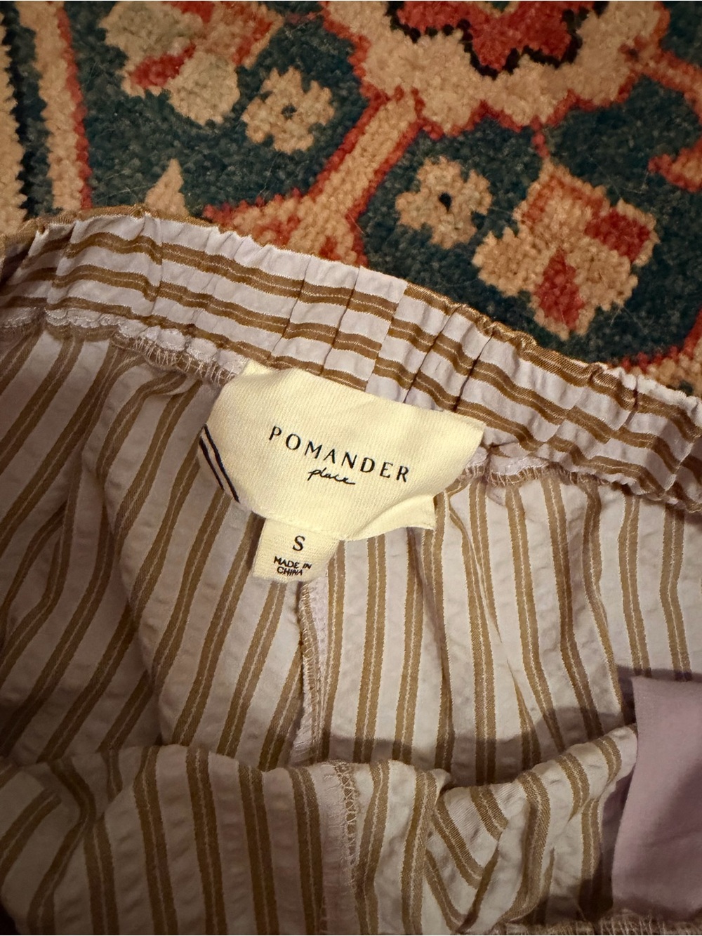 Tuckernuck, Pomander Place Striped Elastic-Waist Shorts - Tan & Purple - Picture 6 of 8